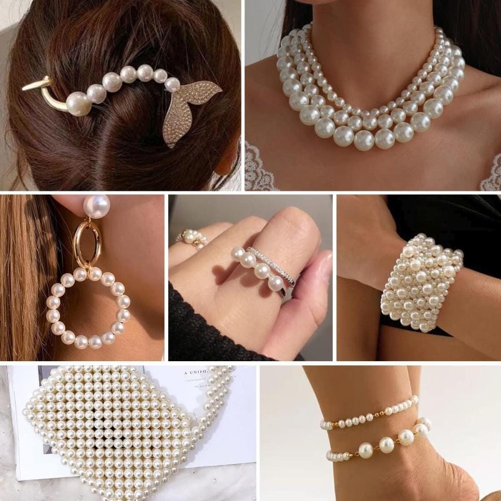 Zestaw akrylowych koralików do robienia biżuterii bransoletek Perły 1890 szt. - obrazek 5