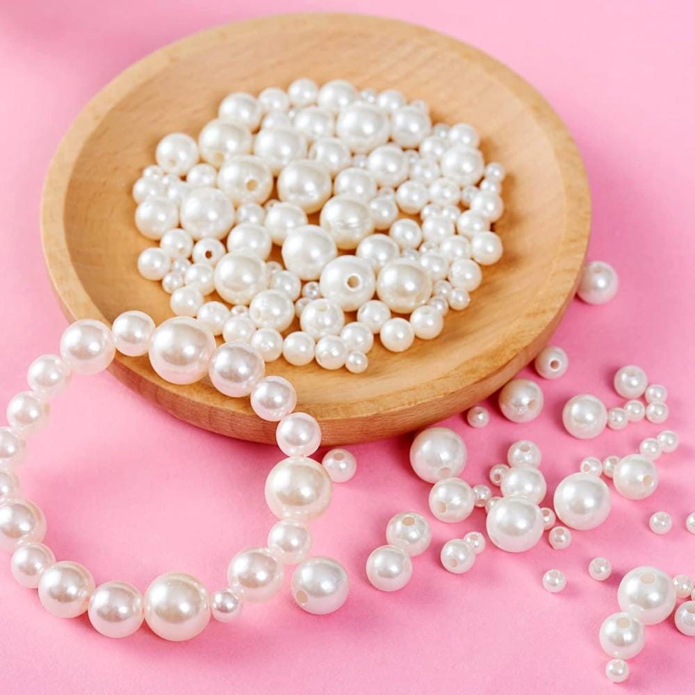 Zestaw akrylowych koralików do robienia biżuterii bransoletek Perły 1890 szt. - obrazek 3