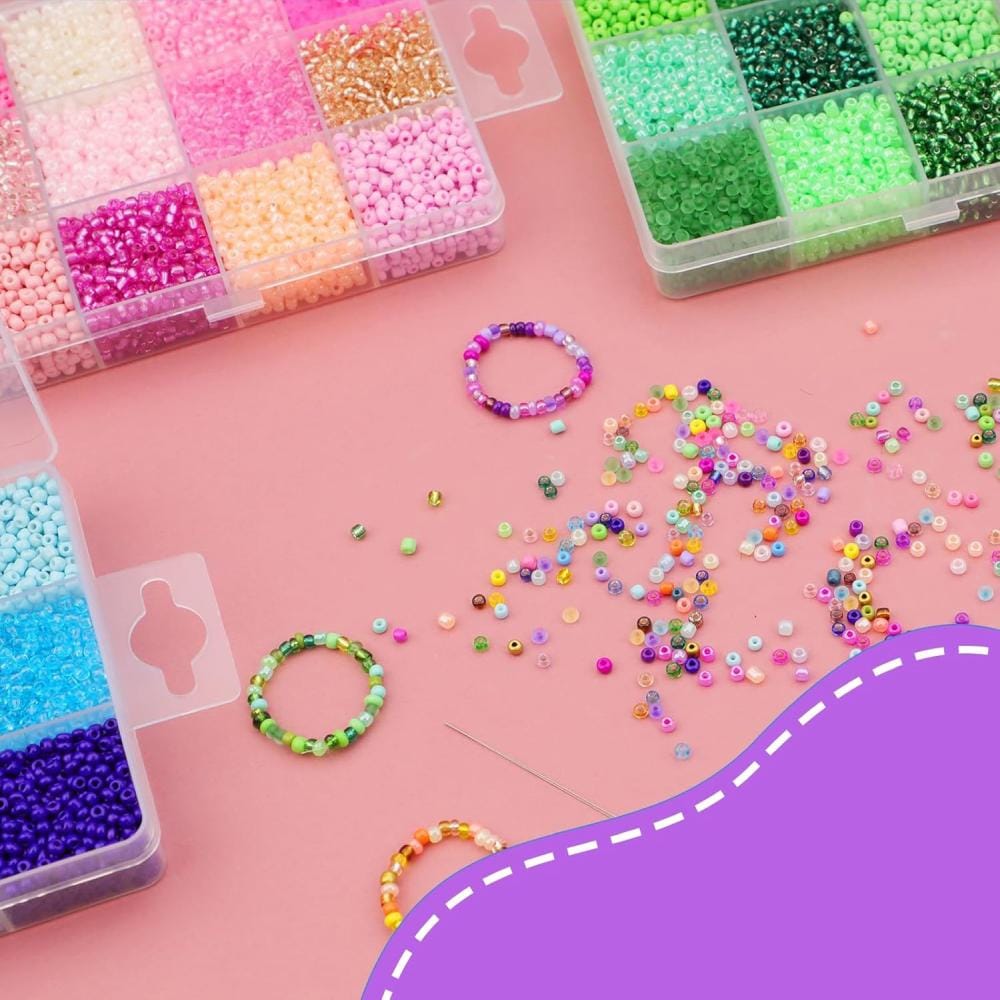 Szklane koraliki do robienia bransoletek różowe 3 mm 7380 szt. - obrazek 3