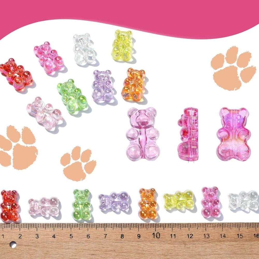 Akrylowe koraliki misie do robienia biżuterii 50 szt. - obrazek 3