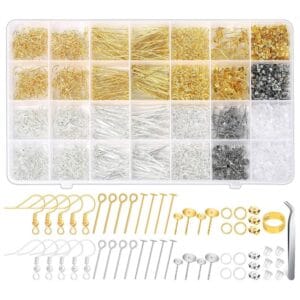 Zestaw do robienia kolczyków bigle sztyfty szpilki oczka zatyczki 2000 el.