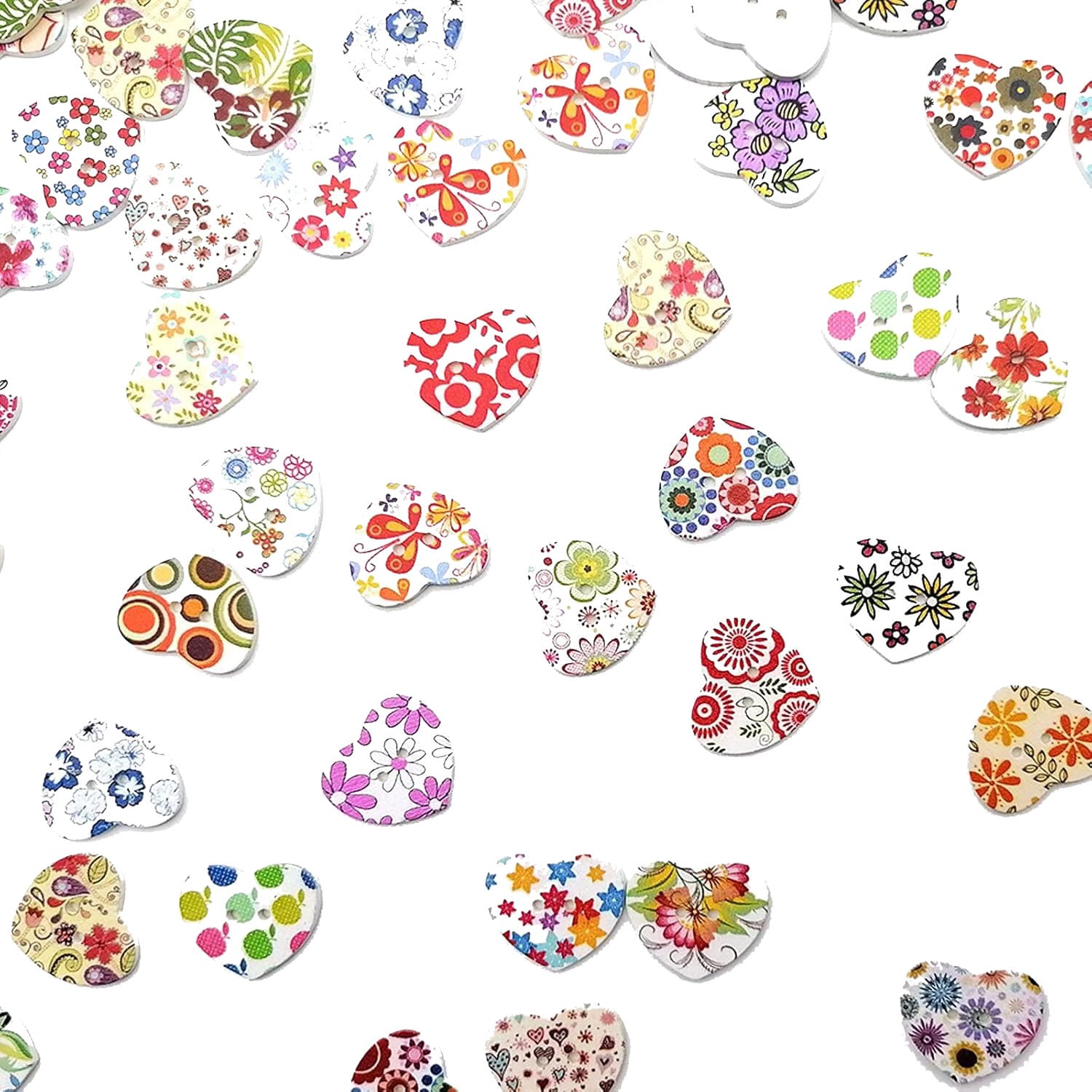 Drewniane guziki dekoracyjne serduszka do szycia 100 szt. - obrazek 3