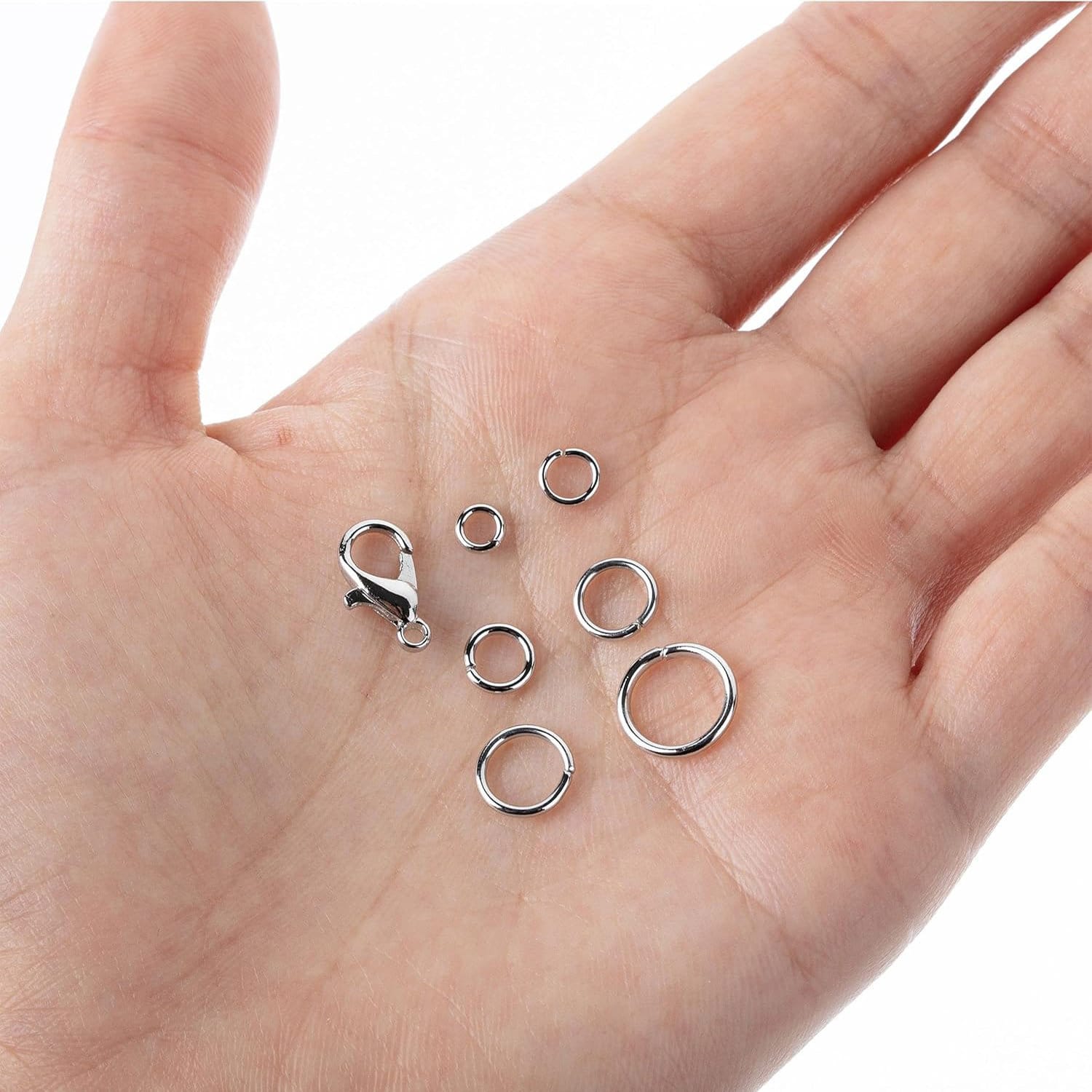 Oczka zapięcia do robienia biżuterii srebrne zestaw 1014 szt. - obrazek 2