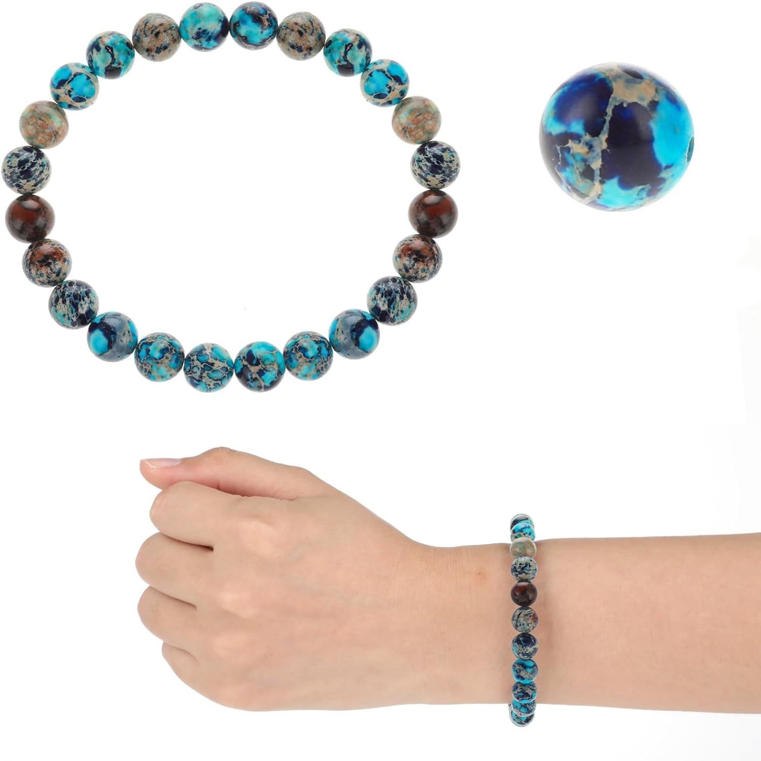 Koraliki z naturalnego kamienia jaspis cesarski do biżuterii 8 mm 45 szt. - obrazek 3