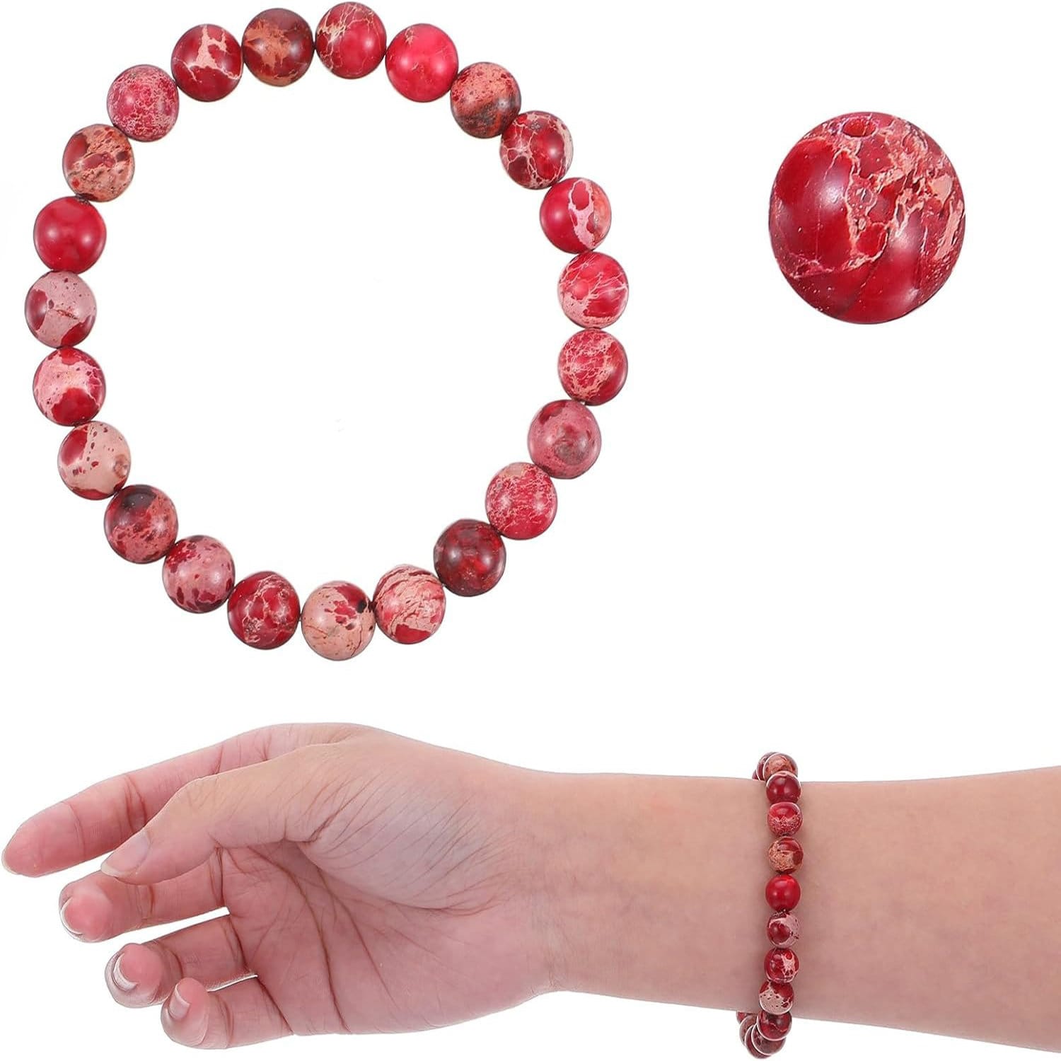 Koraliki z naturalnego kamienia jaspis cesarski do biżuterii 8 mm 45 szt. - obrazek 3