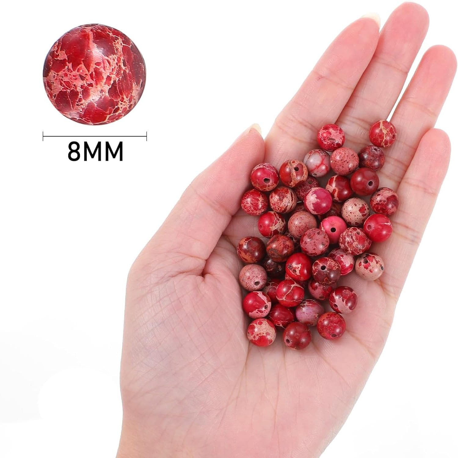 Koraliki z naturalnego kamienia jaspis cesarski do biżuterii 8 mm 45 szt. - obrazek 2