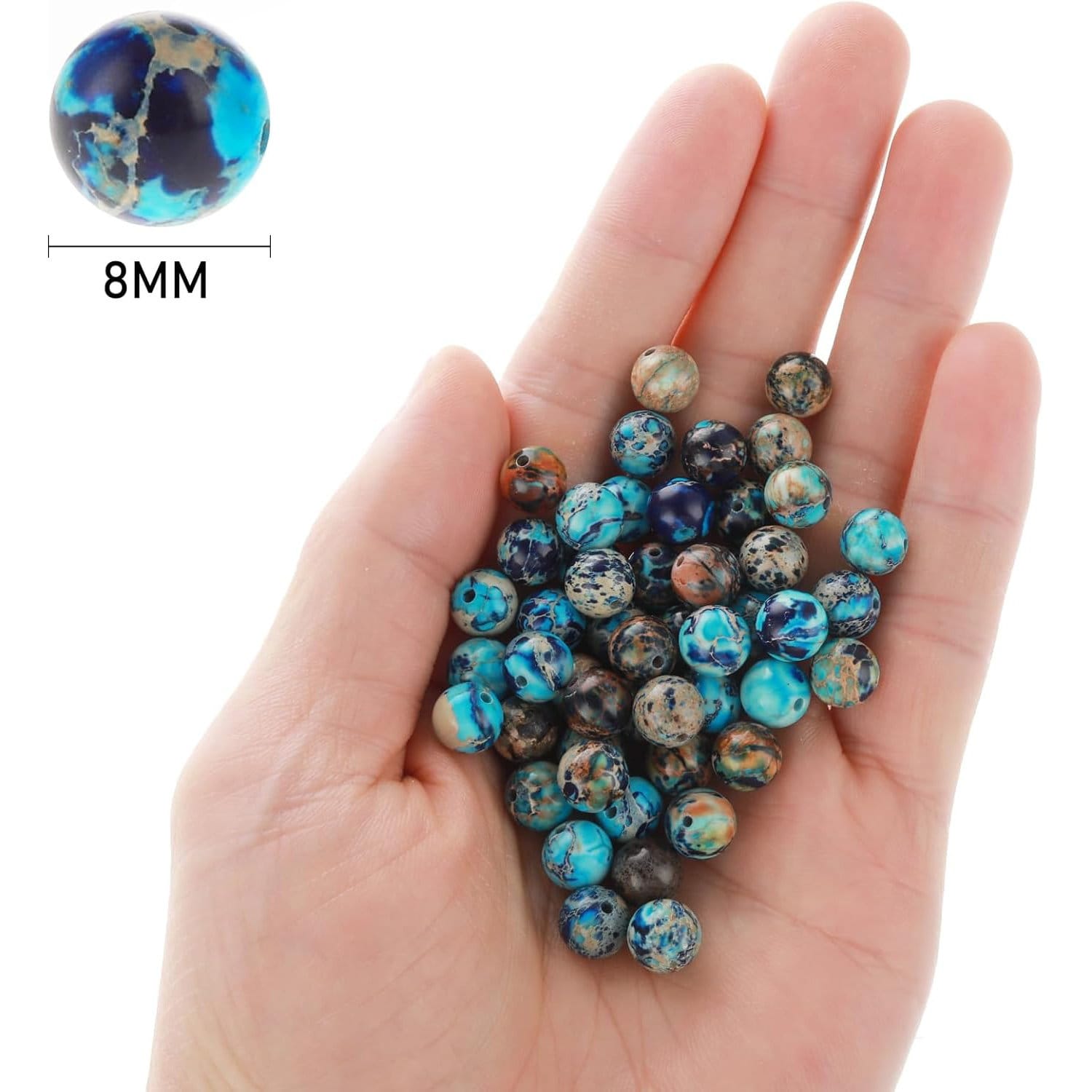 Koraliki z naturalnego kamienia jaspis cesarski do biżuterii 8 mm 45 szt. - obrazek 2