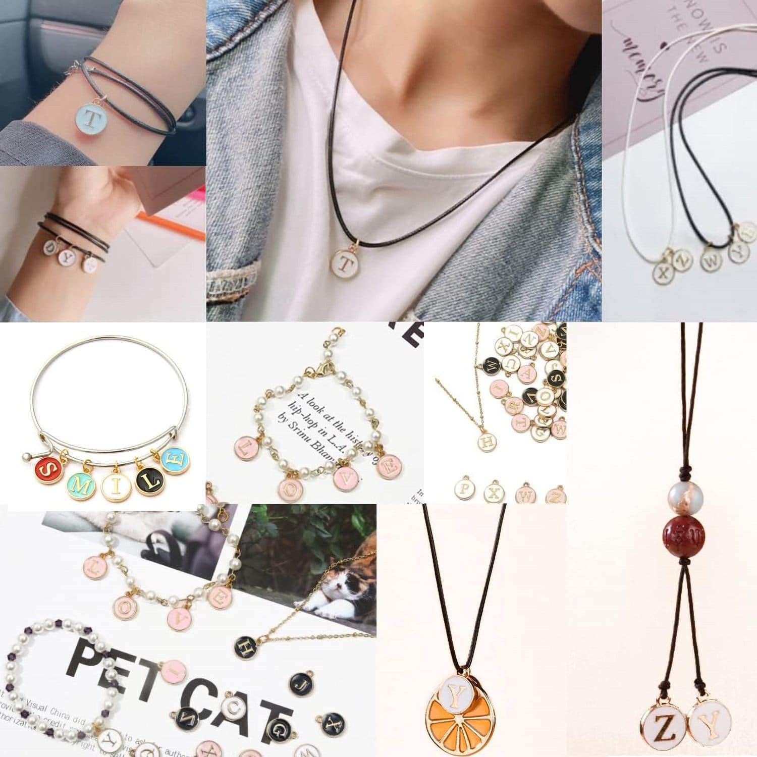 Charmsy zawieszki literki do robienia biżuterii kolorowe 104 szt. - obrazek 4