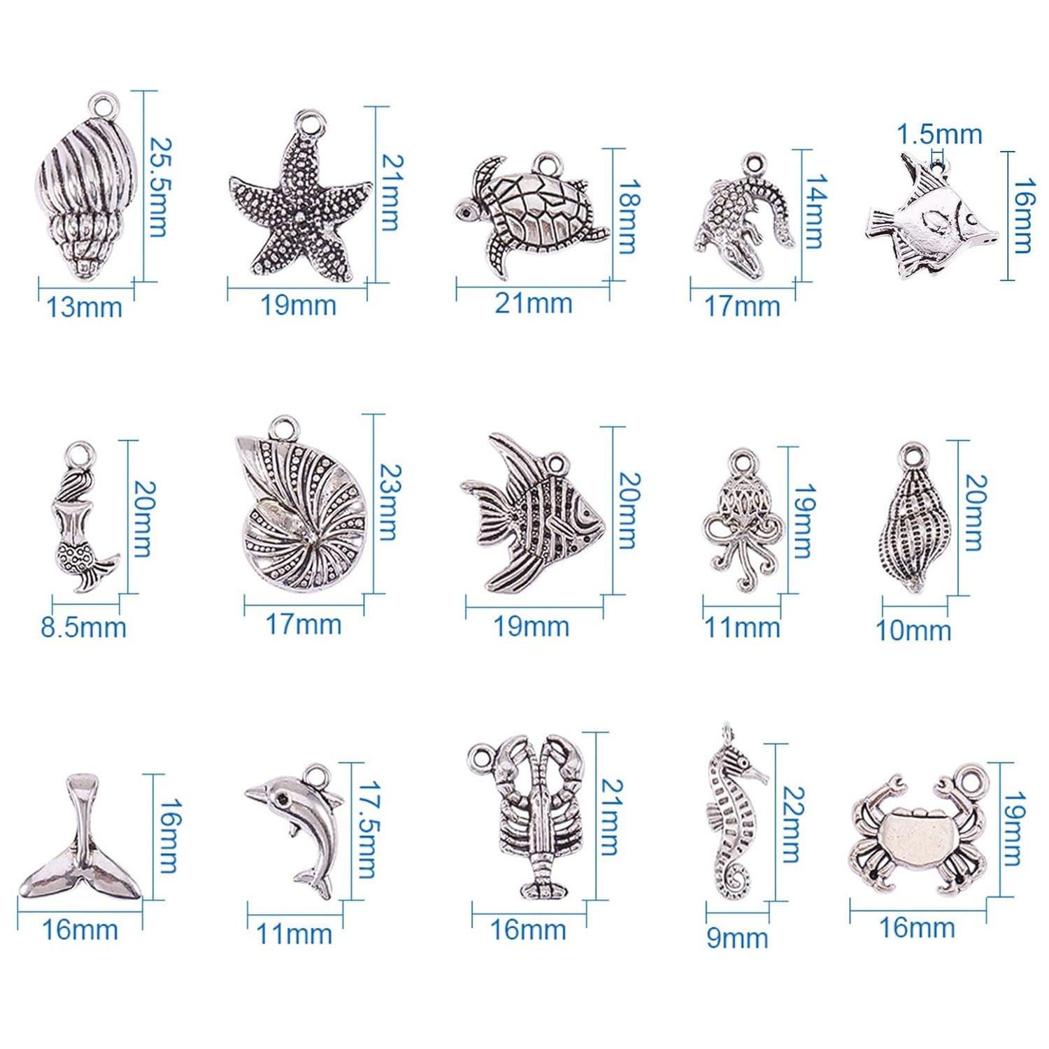 Charmsy zawieszki morskie srebrne 90 szt. - obrazek 2