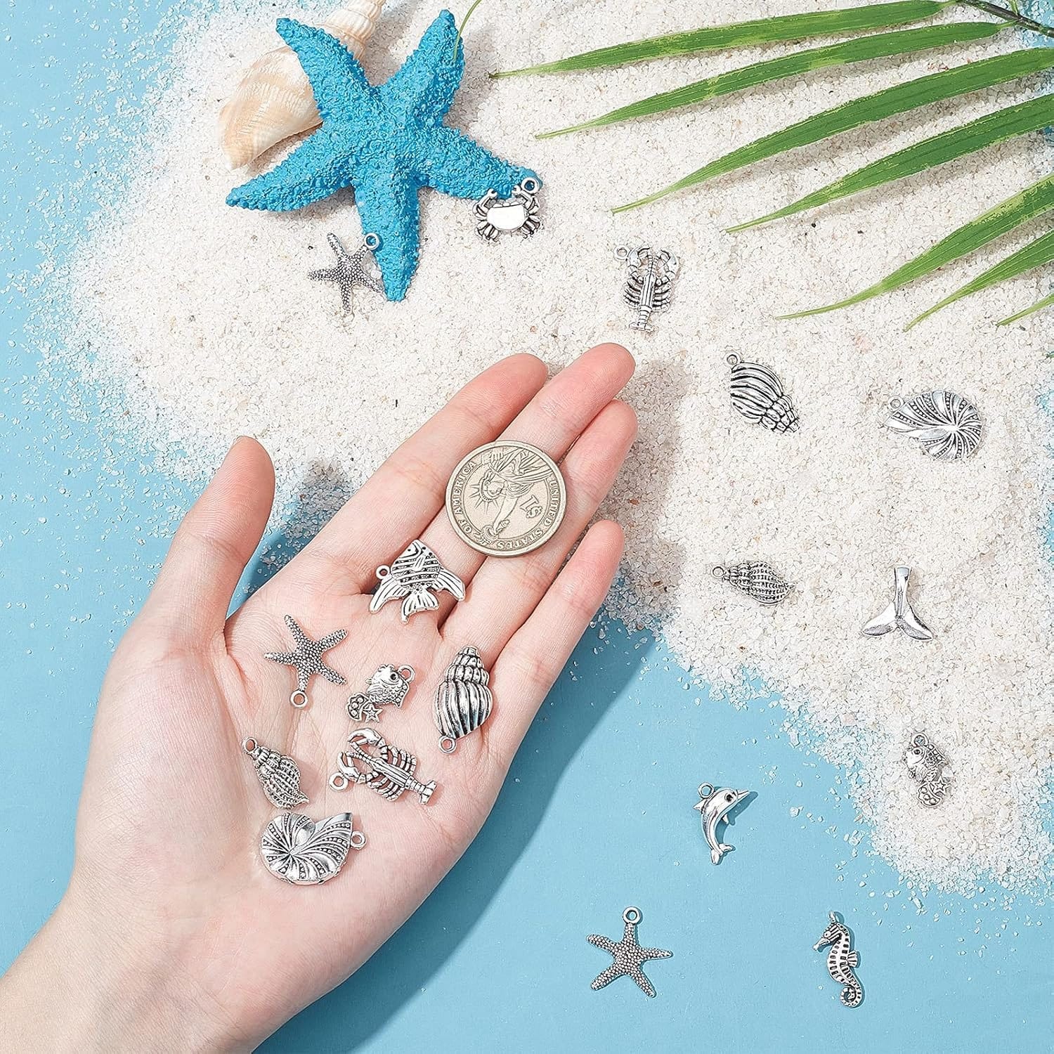 Charmsy zawieszki morskie srebrne 90 szt. - obrazek 3