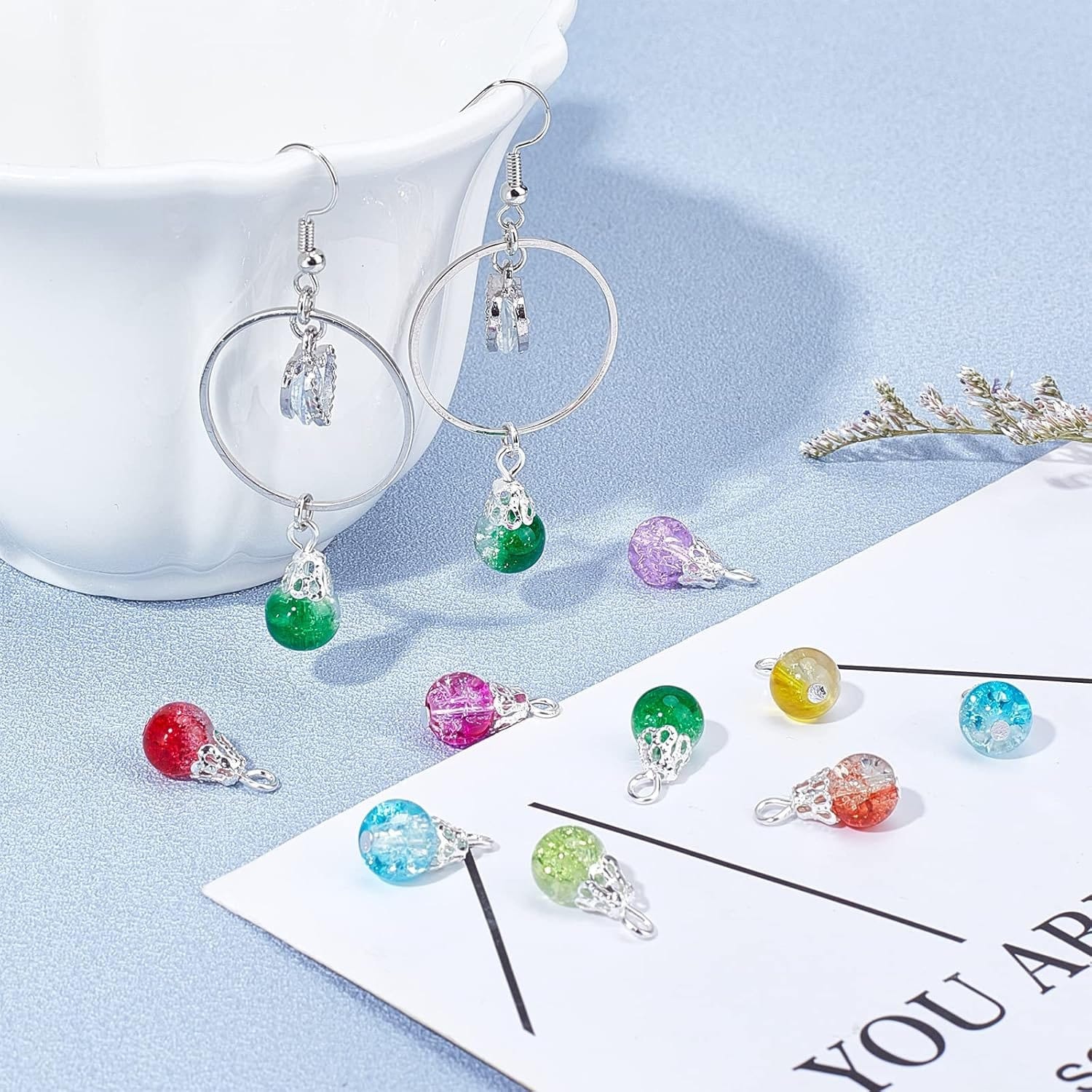 Charmsy zawieszki crackle krople 100 szt. - obrazek 4