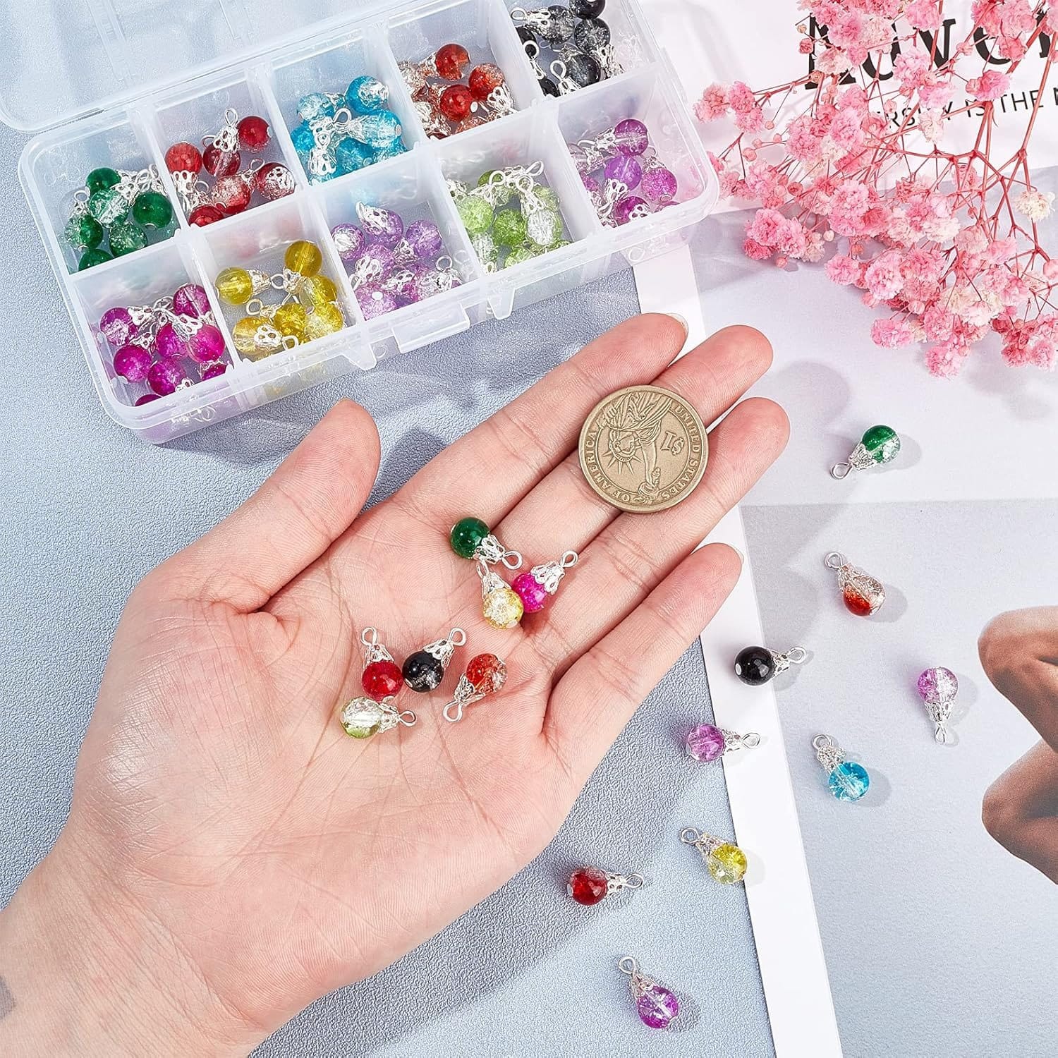 Charmsy zawieszki crackle krople 100 szt. - obrazek 3