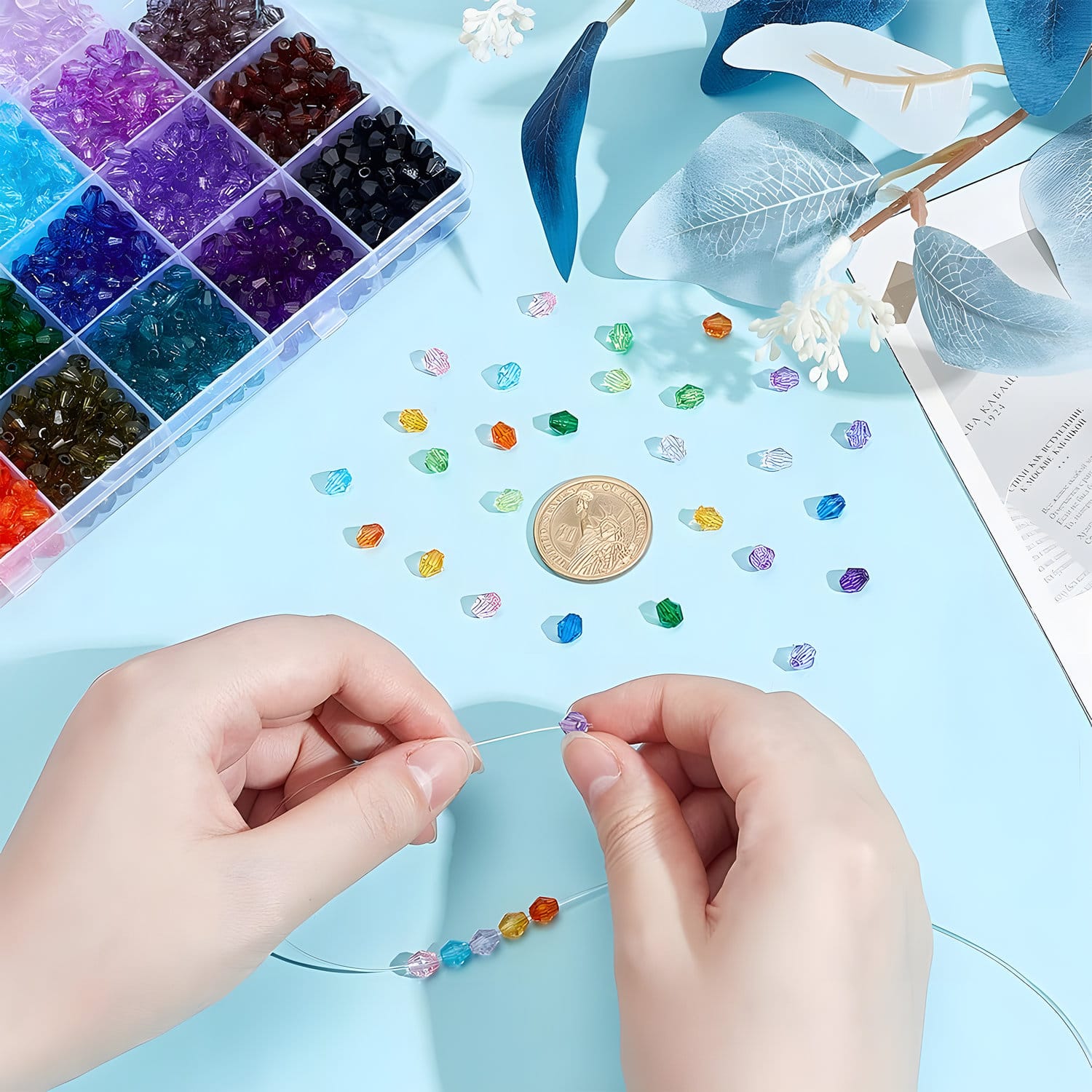 Zestaw koralików akrylowych bicone do biżuterii 2160 szt. - obrazek 2