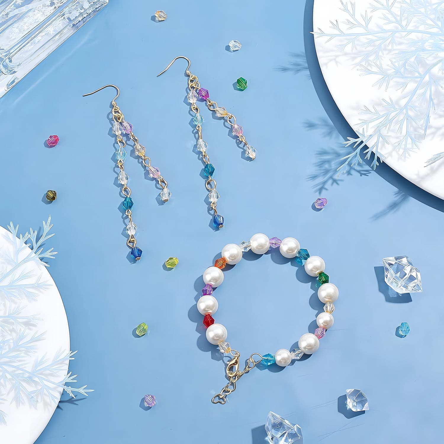 Zestaw koralików akrylowych bicone do biżuterii 2160 szt. - obrazek 4