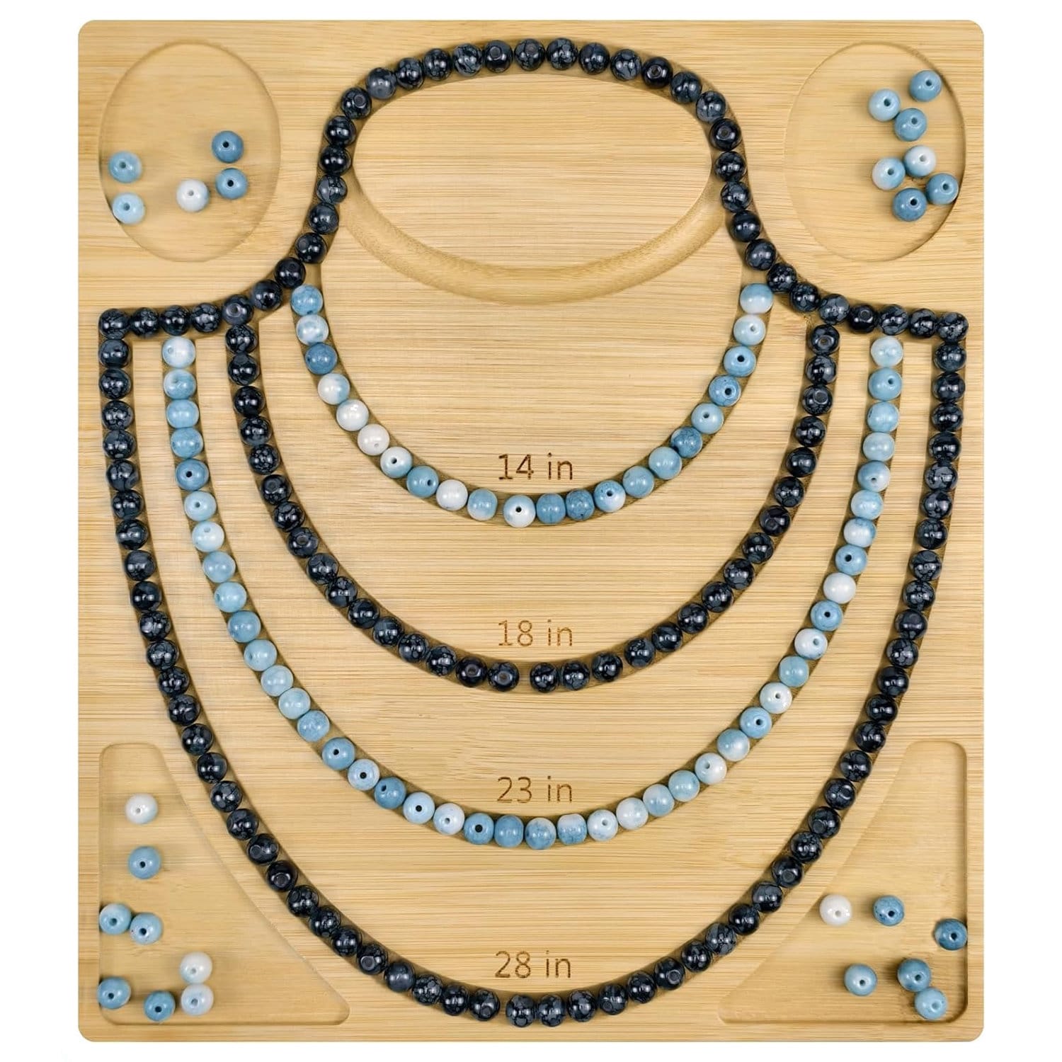 Organizer bambusowy do nawlekania biżuterii 26,5 × 23,5 cm - obrazek 3