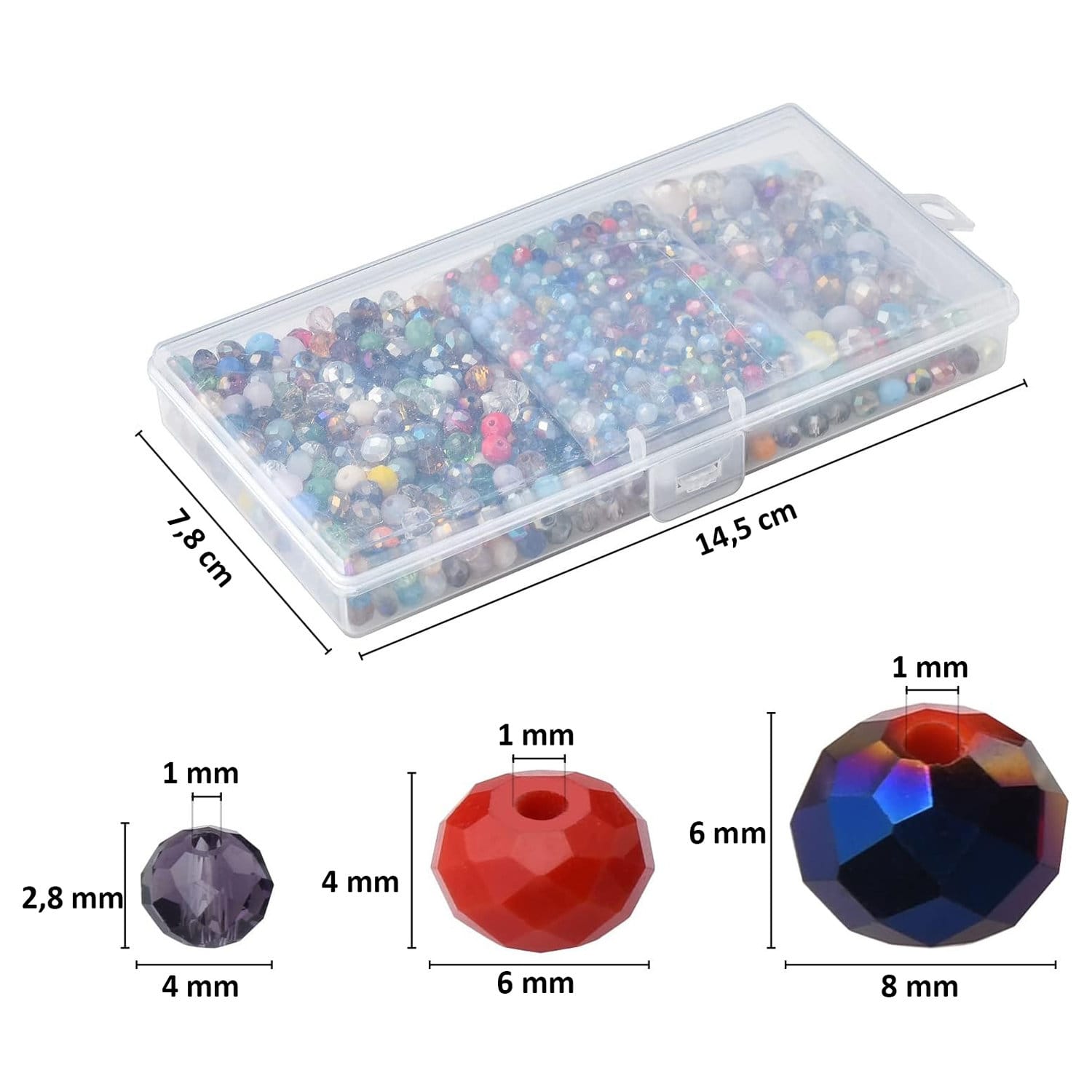 Szklane koraliki rondelle do biżuterii 4/6/8 mm 1000 szt. - obrazek 2