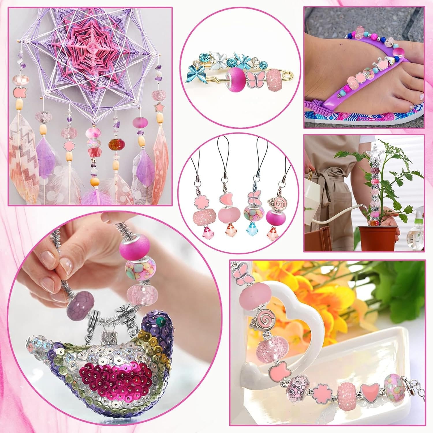 Koraliki europejskie akrylowe różowe 11-14 mm 50 szt. - obrazek 3