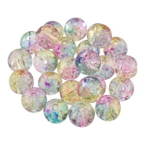 Szklane Koraliki Crackle 8 mm 100 szt. Tęczowe Multikolor