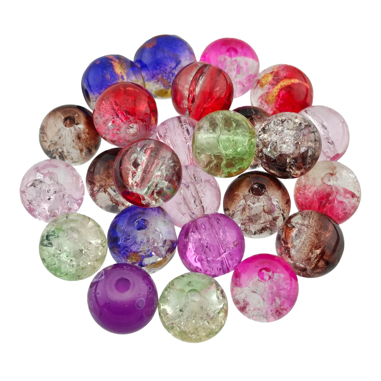 Szklane Koraliki Crackle 8 mm 100 szt. Mix