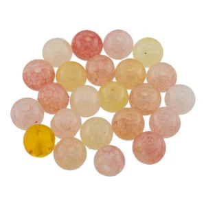 Szklane Koraliki Crackle 6 mm 20 szt. Mix Żółty Różowy