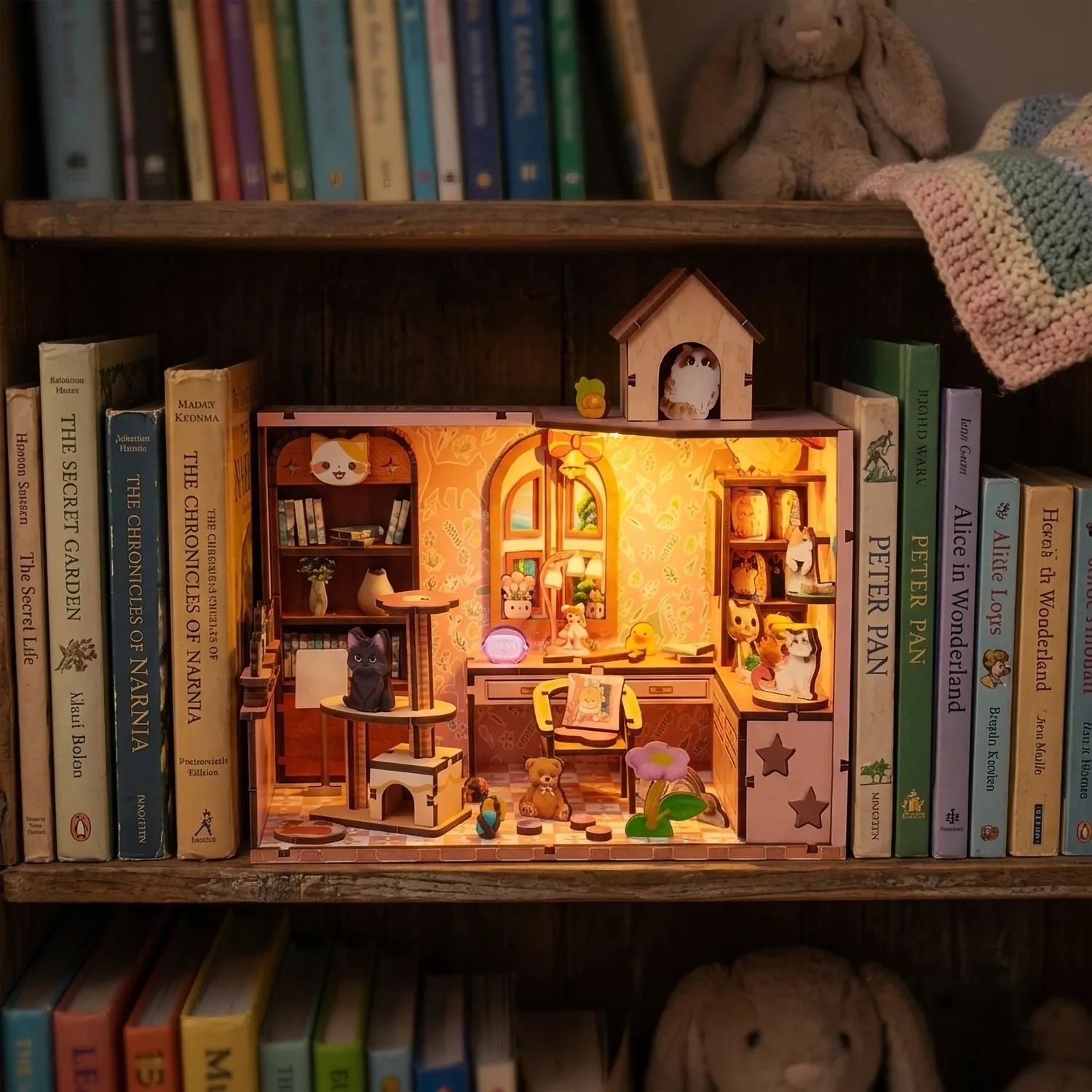 Drewniane Puzzle 3D Koci Domek Miniaturowa Diorama DIY - obrazek 8