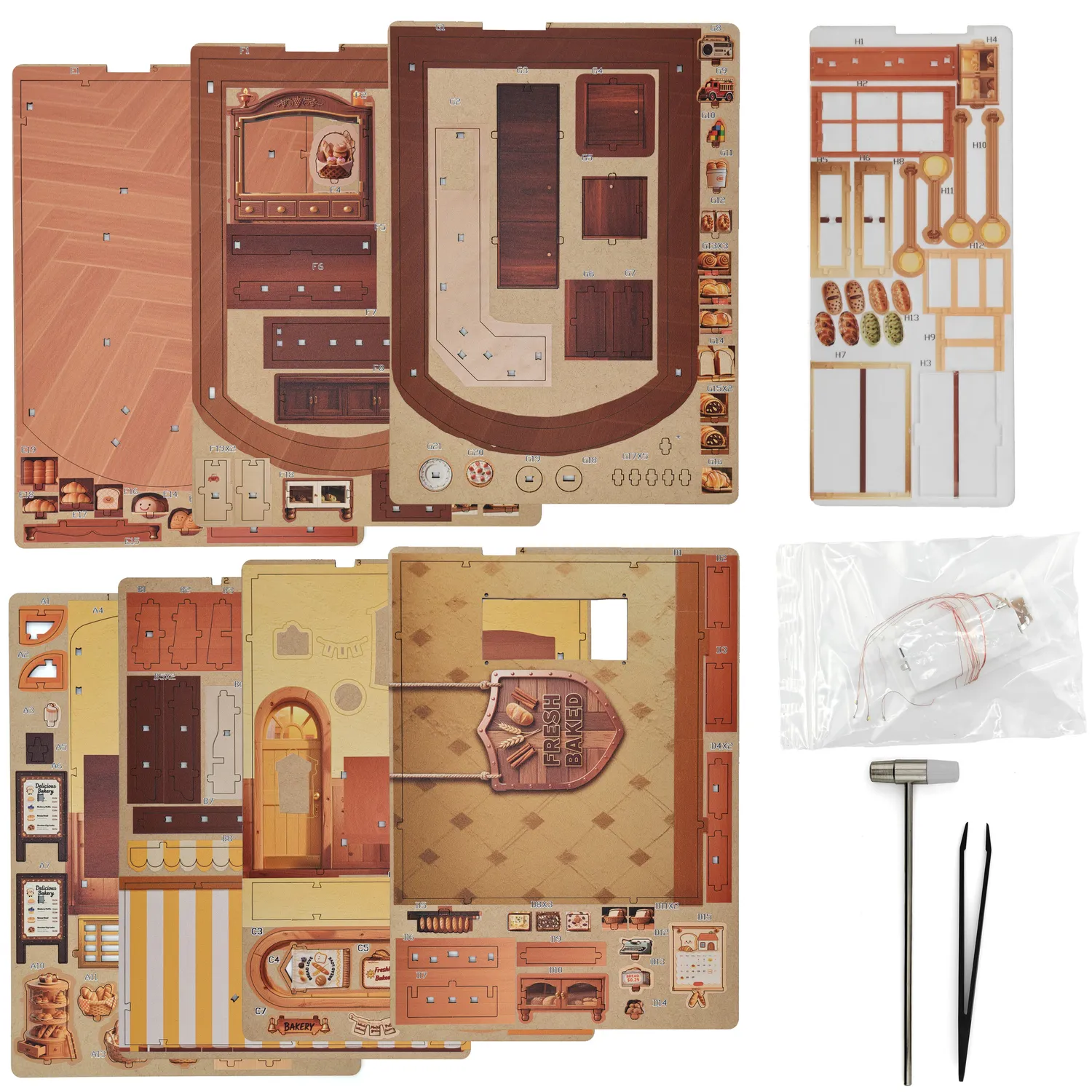 Puzzle 3D Drewniany Model Piekarnia Kreatywny Zestaw DIY do Samodzielnego Montażu - obrazek 5