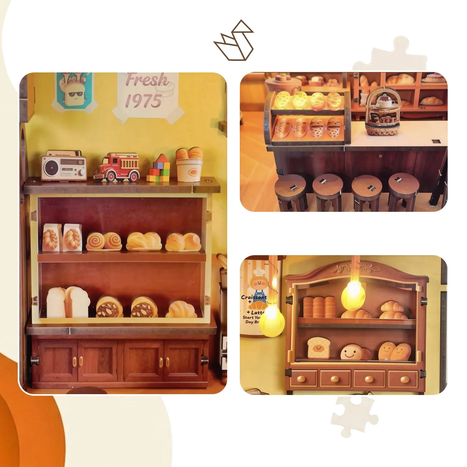 Puzzle 3D Drewniany Model Piekarnia Kreatywny Zestaw DIY do Samodzielnego Montażu - obrazek 6