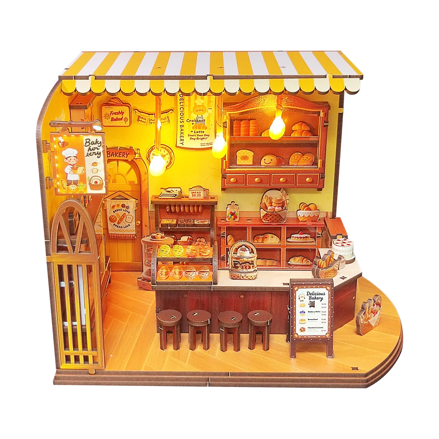 Puzzle 3D Drewniany Model Piekarnia Kreatywny Zestaw DIY do Samodzielnego Montażu - obrazek 8