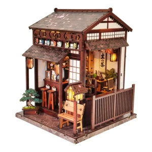 Drewniane Puzzle 3D Miniaturowa Japońska Herbaciarnia Kreatywny Model do Składania