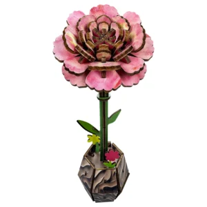 Drewniany Kwiat Miniaturowa Róża Puzzle 3D Dekoracja do Domu