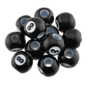 Koraliki Akrylowe 12 mm Czarne Bila 8 Otwór 4 mm 50 szt.