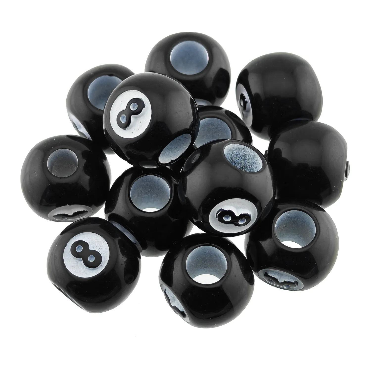 Koraliki Akrylowe 12 mm Czarne Bila 8 Otwór 4 mm 50 szt.