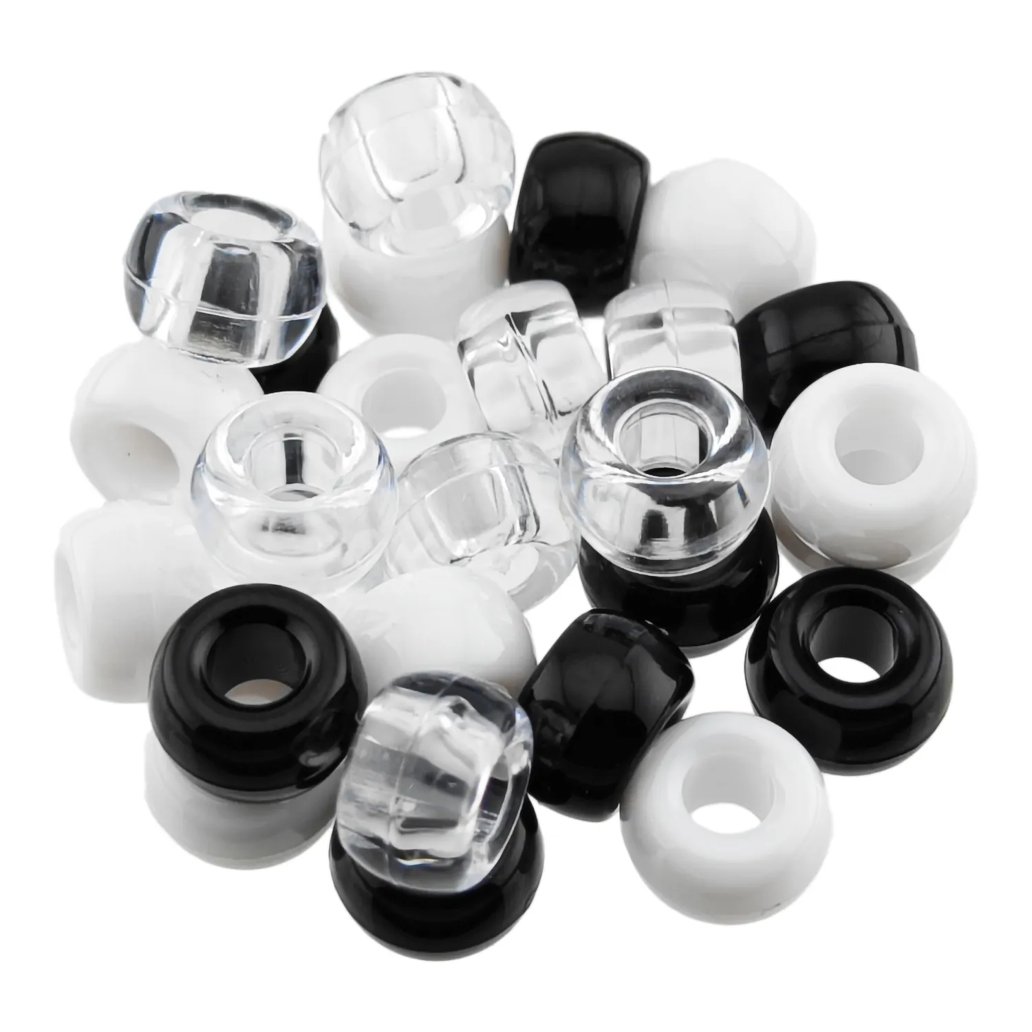 Koraliki Akrylowe Pony Beads 100 szt. Czarno-Biały Mix