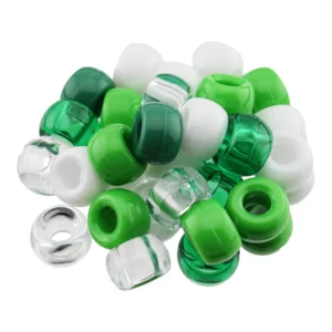 Koraliki Akrylowe Oponki Pony Beads 100 szt. Zielono-Biały Mix